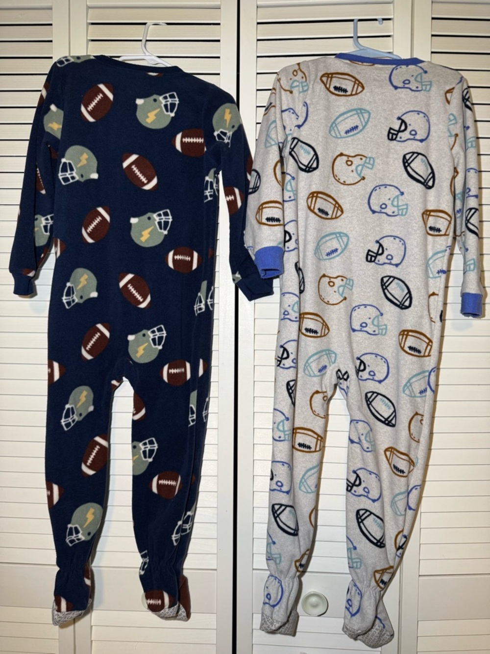 2 Carter’s Football Footed One-Piece Fleece Carter’s  Pajamas - Picture 2 of 8